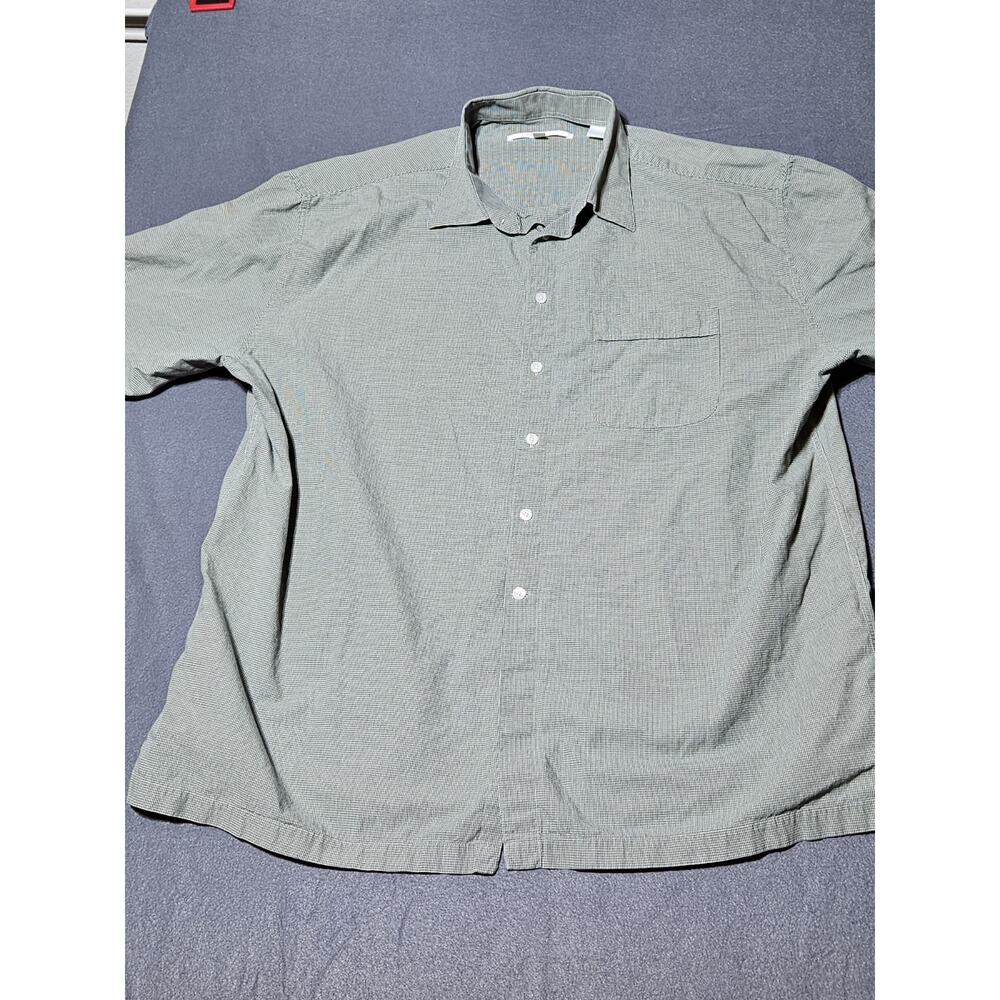 Perry Ellis Shirt Mens 17.5 Green Short Sleeve Button Down Shirt